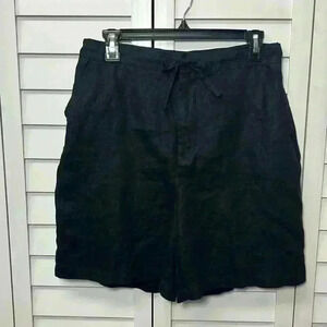 Relativity 100% Linen High Waist Shorts Size Medium Black